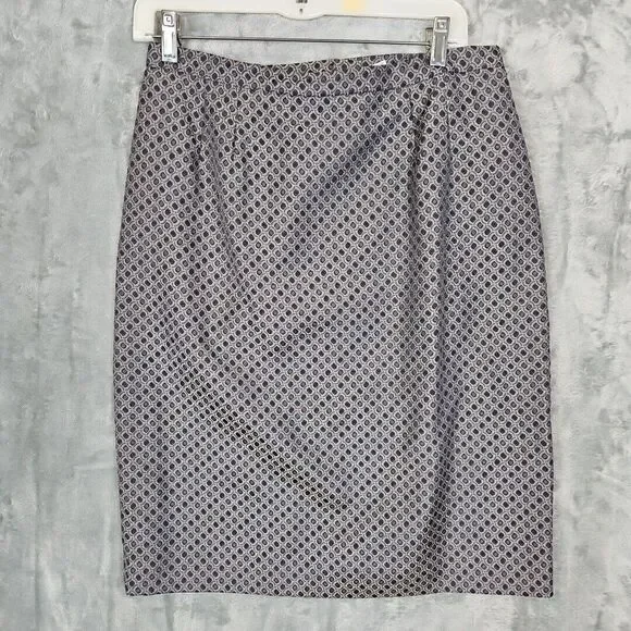 Kasper Dress Pencil Skirt Size 12 gray black geometric print lined - Picture 1 of 8